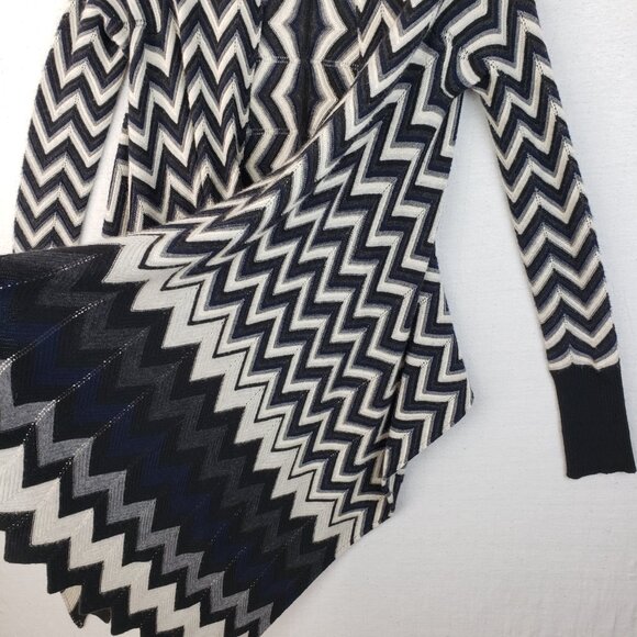 Autumn Cashmere Cardigan Wrap Chevron High Low Sweater Black White Gray size S - Picture 6 of 12